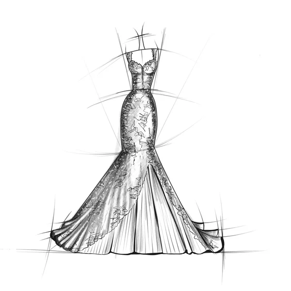 Croquis dessiné à la main de la robe de mariée — Photo