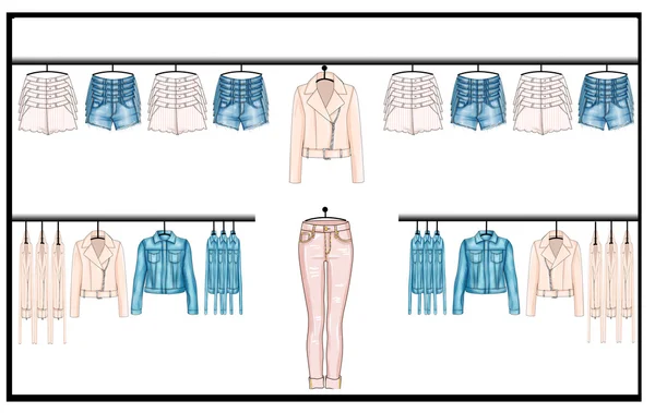 Retail visuella planogram Illustration av kvinna modekläder — Stockfoto