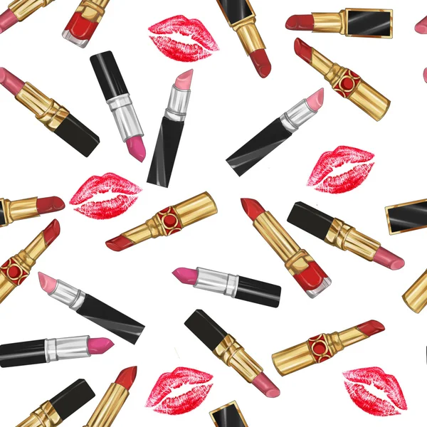 Padrão sem costura fundo - Lipsticks fundo — Fotografia de Stock