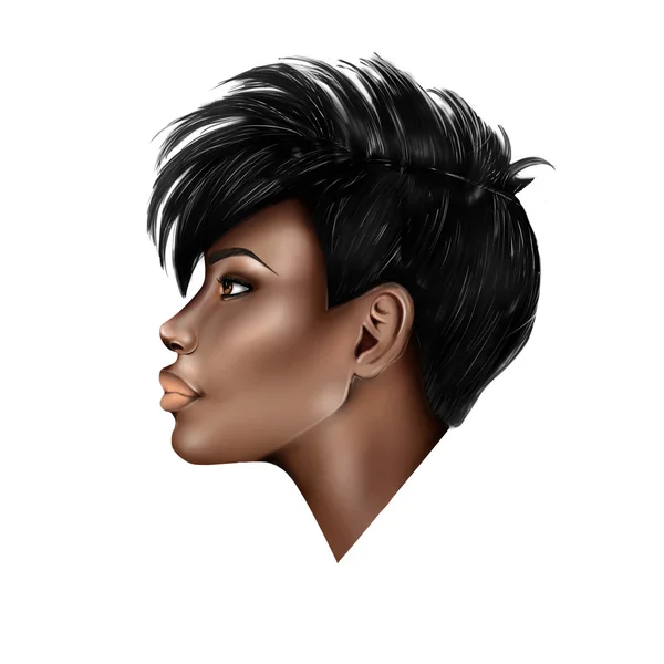 侧面肖像的短发型的黑人女孩 — 图库照片