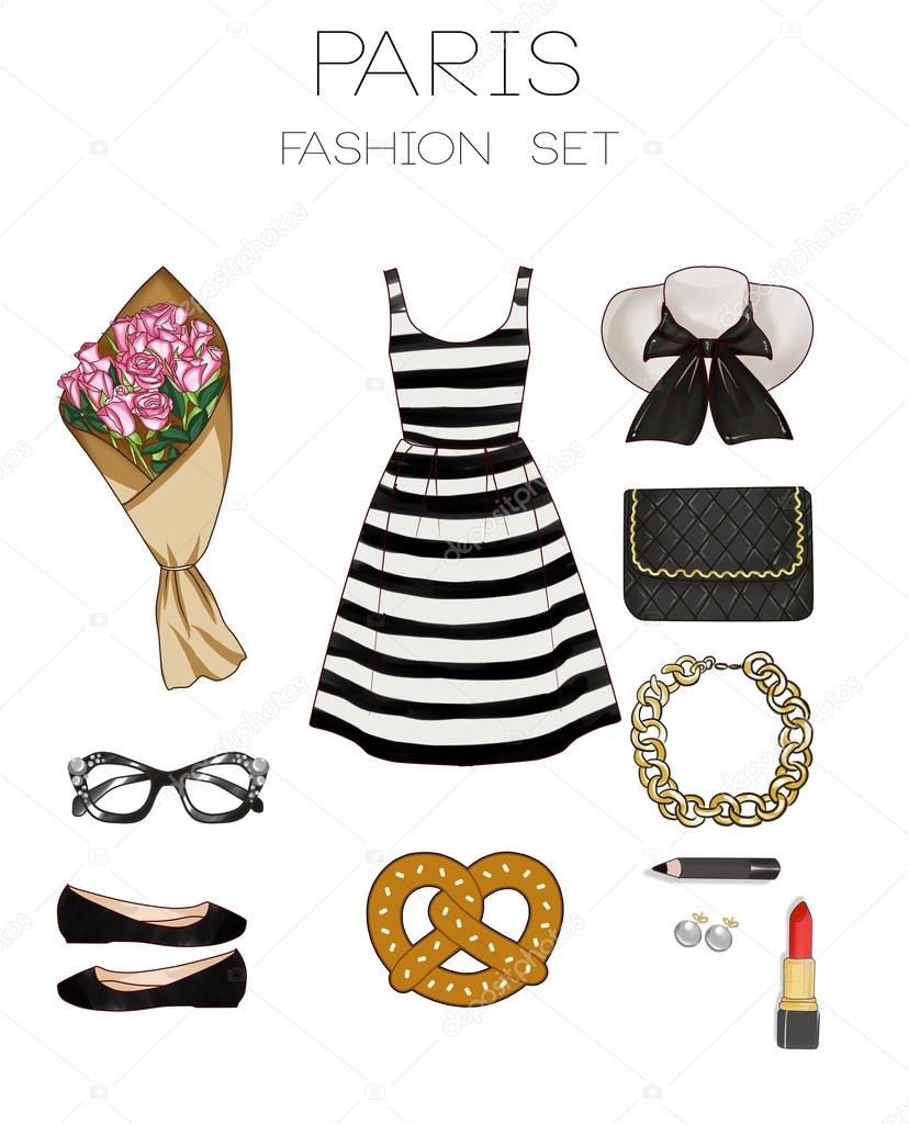 Set of Fashion Accessories. Women Items and Accessories Stock Illustration  - Illustration of mirror, bracelet: 104534556