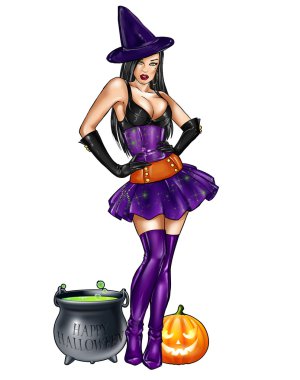 PIN kadar resmi Halloween cadı gibi giyinmiş