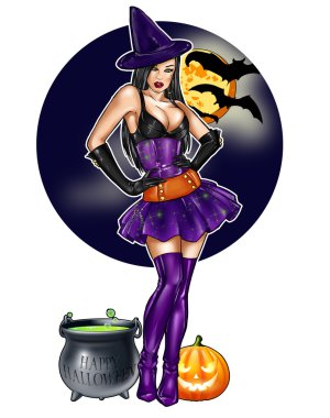 PIN kadar resmi Halloween cadı gibi giyinmiş
