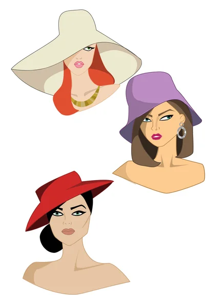 Donne che indossano cappelli moda — Foto Stock