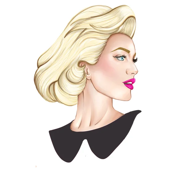Fashion background illustration - portrait of blonde elegant woman — Stock Photo, Image