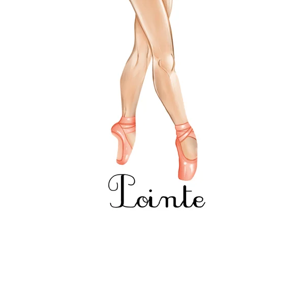 Ilustração raster desenhado à mão - dança de ballet - em sapatos de ballet pointe — Fotografia de Stock