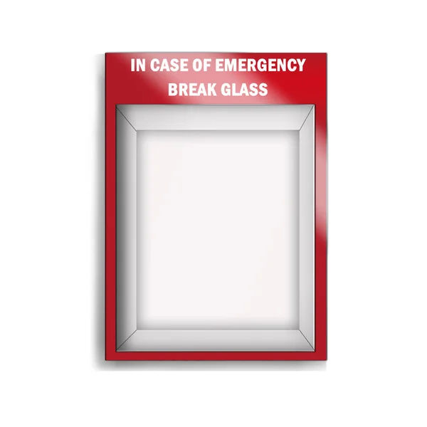 Falsificazione fotorealistica di una cassa vuota di vetro di emergenza — Foto Stock