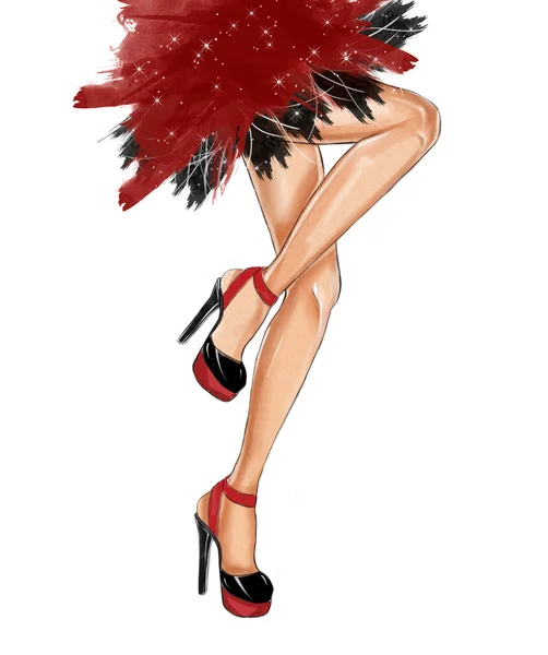 Acquerello disegnato a mano moda Illustrazione di gambe danzanti — Foto Stock