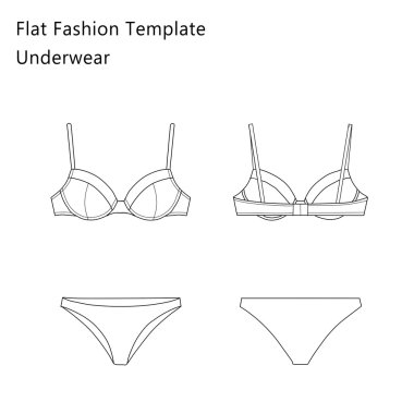 Moda düz şablonları skeçler - kadın iç çamaşırı