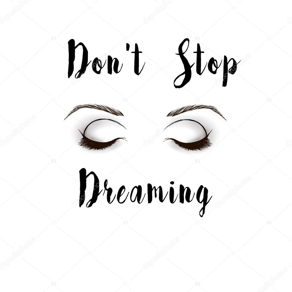 Black and White Fashion Illustration - eyes and text quote on White background