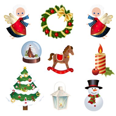 Farklı Noel simgeler - Christams ayarla küçük resim koleksiyonu