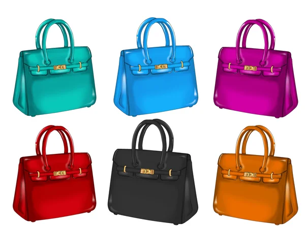 Değişik renkli çanta koleksiyonu — Stok fotoğraf