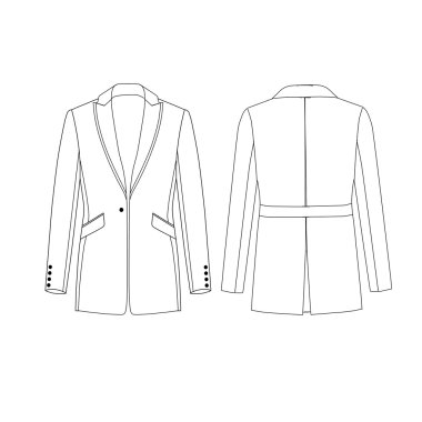 Düz moda kroki şablonu - erkek takım elbise ceket