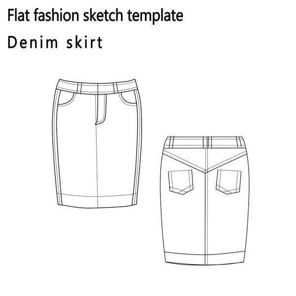 Плоский ескіз моди - джинсова спідниця — стокове фото