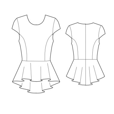 Düz eskiz moda - desen - Peplum moda