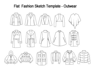 Düz şablon skeçler fashion - dış giyim