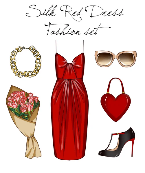 Fashion Collection of Clip Art - Fashionable and Trendy clothes and accessories — Stock Photo, Image