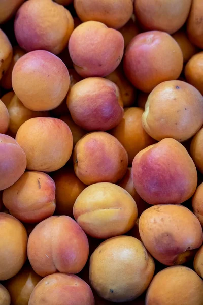 Primer Plano Nectarinas Frescas Fruta Puesto Mercado — Foto de Stock