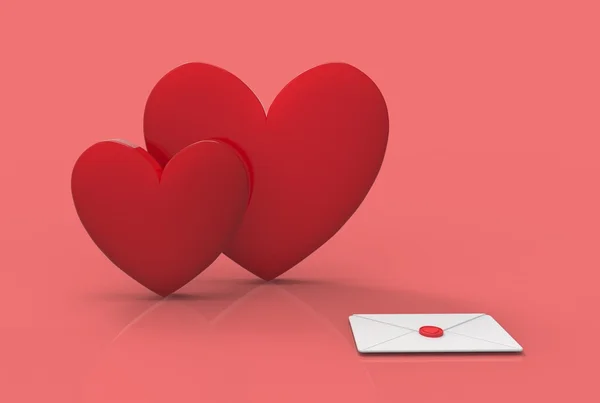 Kağıt valentine ile iki kırmızı kalp