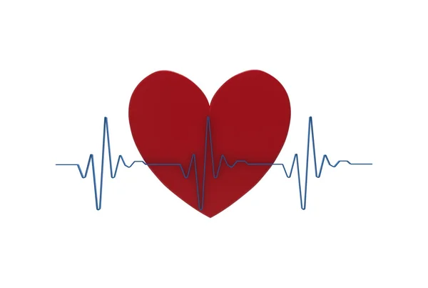 Herz mit Kardiogramm — Stockfoto