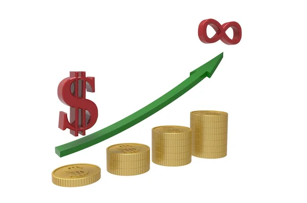 Rising dollar and arrow — Stock Photo, Image