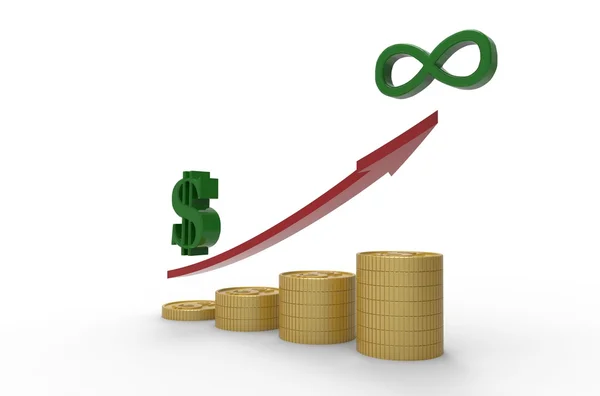 Rising dollar and arrow — Stock Photo, Image