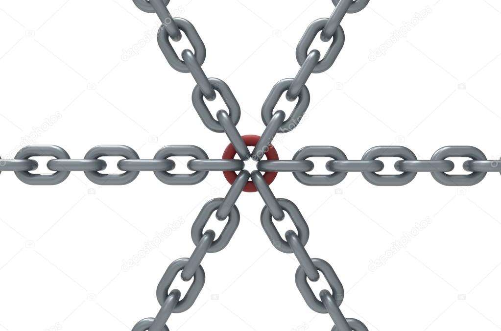 símbolo de elo de corrente de renderização 3D com três correntes
