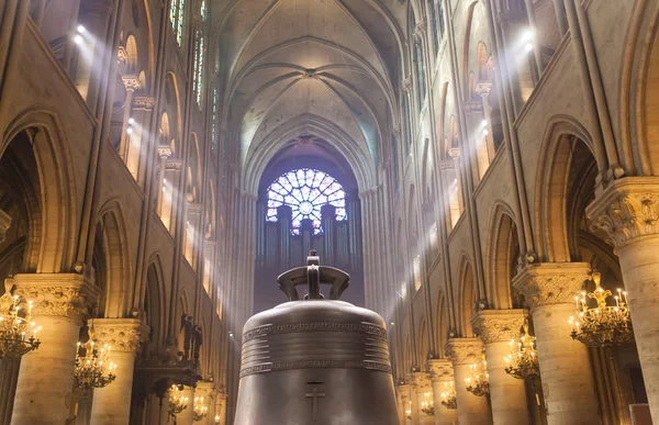 Interiores da catedral de Notre Dame, Paris, frança — Fotografia de Stock