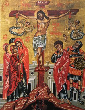 byzantine icon in Mirozhsky Monastery, Pskov, Russia clipart