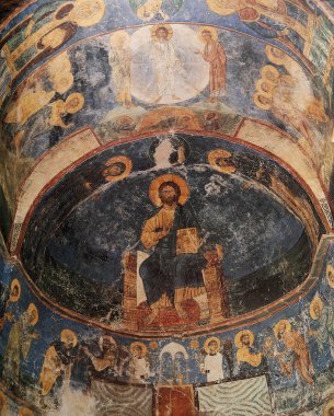 mosaic in Mirozhsky Monastery, Pskov, Russia clipart