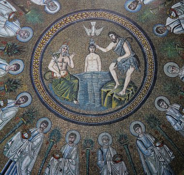Mozaik demiray Baptistry:, Ravenna, İtalya