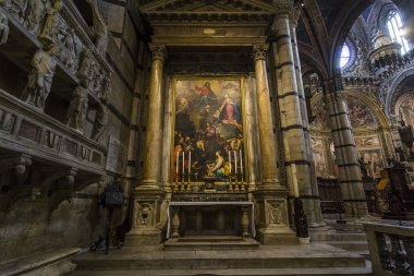 iç mekanlar ve Ayrıntılar Siena katedralinin, Siena, İtalya