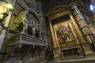 iç mekanlar ve Ayrıntılar Siena katedralinin, Siena, İtalya