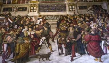 iç mekanlar ve Ayrıntılar Siena katedralinin, Siena, İtalya