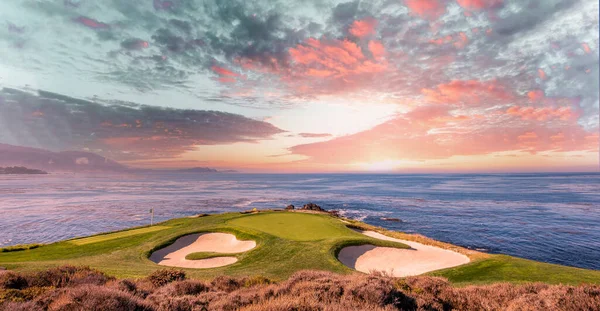 Une Vue Sur Parcours Golf Pebble Beach Trou Monterey Californie — Photo