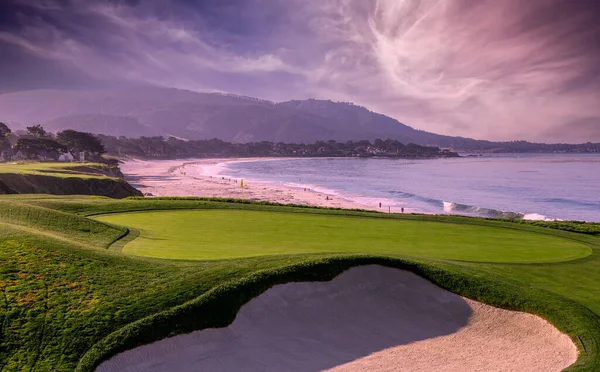 Une Vue Sur Parcours Golf Pebble Beach Trou Monterey Californie — Photo