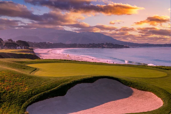 Une Vue Sur Parcours Golf Pebble Beach Trou Monterey Californie — Photo