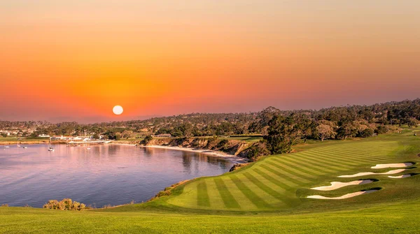 Pohled Golfové Hřiště Pebble Beach Hole Monterey Kalifornie Usa — Stock fotografie