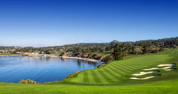 Pohled Golfové Hřiště Pebble Beach Hole Monterey Kalifornie Usa — Stock fotografie