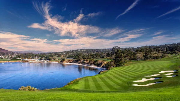 Widok Pole Golfowe Pebble Beach Hole Monterey Kalifornia Usa — Zdjęcie stockowe