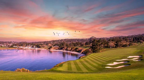 Uma Vista Campo Golfe Pebble Beach Hole Monterey Califórnia Eua — Fotografia de Stock