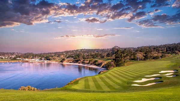 Uma Vista Campo Golfe Pebble Beach Hole Monterey Califórnia Eua — Fotografia de Stock