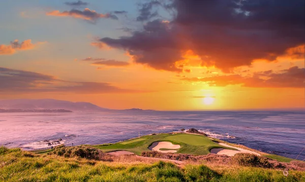 Una Vista Del Campo Golf Pebble Beach Hoyo Monterey California — Foto de Stock