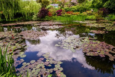 GIVERNY, FRANCE, 21 Mayıs 2015: Empresyonist bahçeler ve Claude Monet göletleri Giverny, Normandiya, Fransa