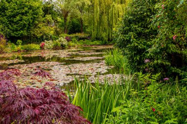 GIVERNY, FRANCE, 21 Mayıs 2015: Empresyonist bahçeler ve Claude Monet göletleri Giverny, Normandiya, Fransa