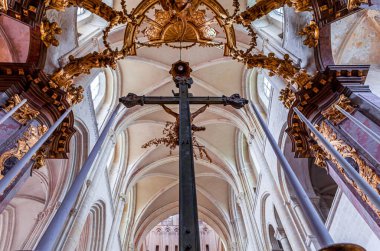 FECAMP, FRANCE, AĞUSTOS 02 İç İşleri ve Abbatiale de la Trinite, Fecamp, Normandiya, Fransa 'nın mimari detayları. Ağustos 02, 2013 Fecamp, Fransa