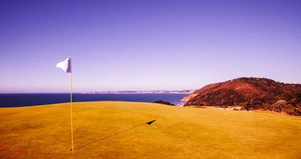 Pleneuf Val Andre Golf Course Bretagne France Background Channel Sea — Stock Photo, Image