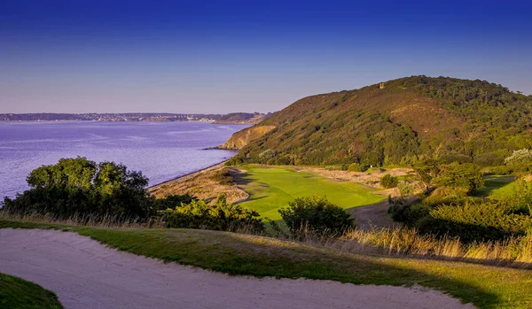 Pleneuf Val Andre Campo Golf Bretagne Francia Fondo Canal Mar —  Fotos de Stock