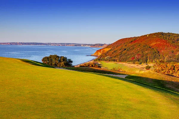 Pleneuf Val Andre Campo Golfe Bretagne França Segundo Plano Mar — Fotografia de Stock