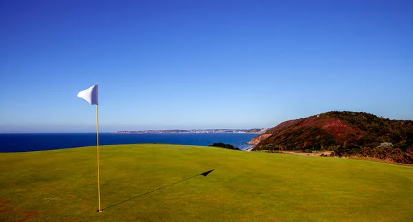 Pleneuf Val Andre Campo Golfe Bretagne França Segundo Plano Mar — Fotografia de Stock